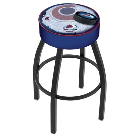 Holland Bar Stool Co 25" Colorado Avalanche Cushion Seat, Blk Wrinkle Base Swivel Bar Stool L8B125ColAva-D2